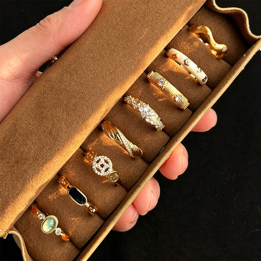 Chic Vintage Zircon Finger Ring | Christmas Stacking Accessory | Noble Palace‑Style Women Index Ring