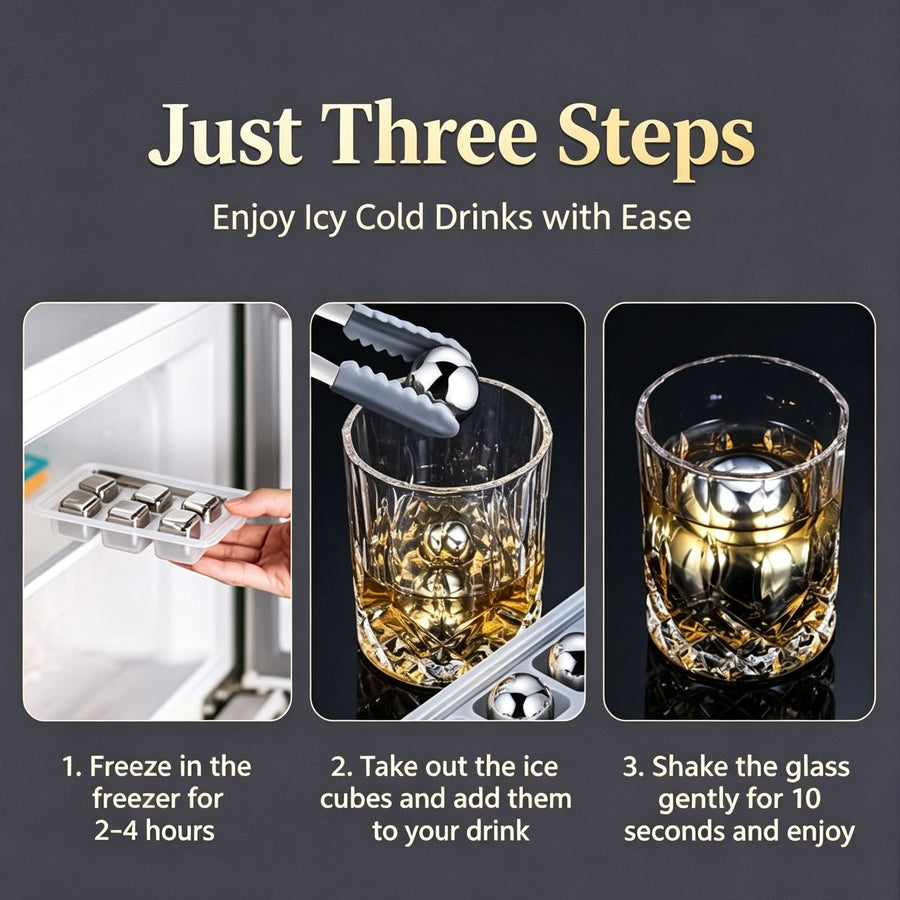 Premium Whiskey Ice Stone Gift Box | Holiday Housewarming Present | Gold Square 8‑Pack With Silicone Tongs,EVA Tray,Gift Box & Velvet Pouch