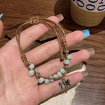 Retro Ethnic Butterfly Ceramic Bead Woven Hand Bracelet | Halloween Daily Accessory | Bingqing Ceramic Single Bracelet