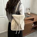 Niche Angel Wings Drawstring Backpack | Christmas Daily Gift | Simple High‑Appearance Hooded Shoulder Bag Khaki