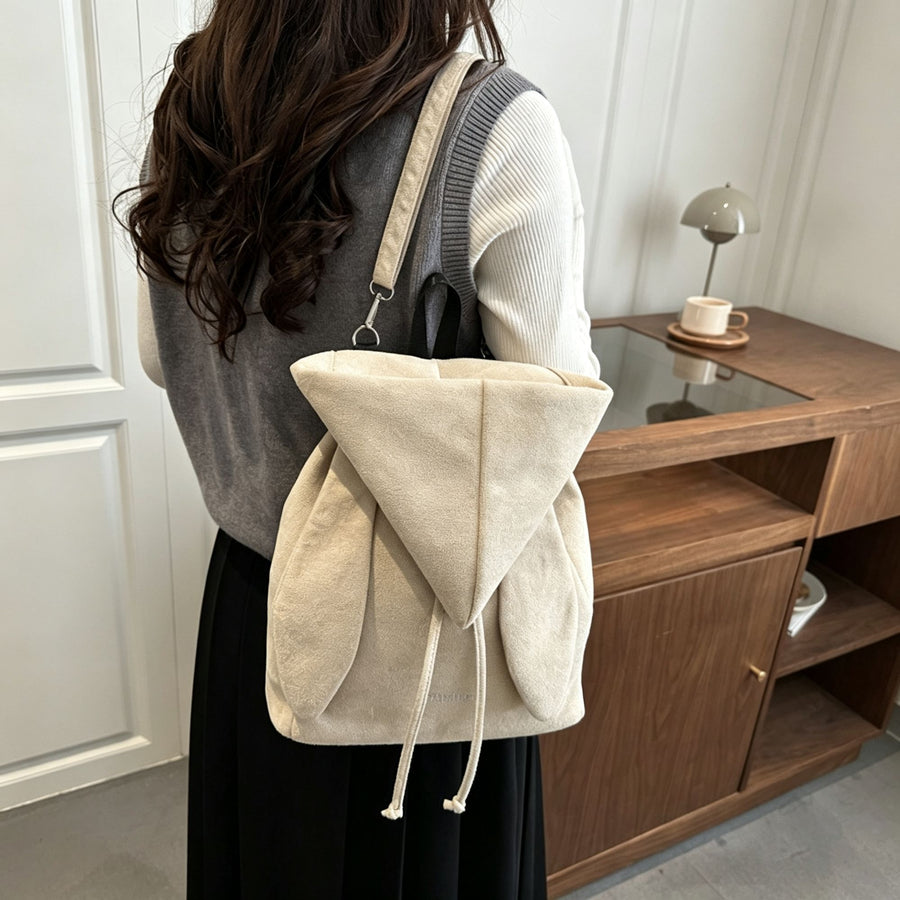 Niche Angel Wings Drawstring Backpack | Christmas Daily Gift | Simple High‑Appearance Hooded Shoulder Bag Khaki