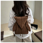 Minimalist Angel Wings Hood‑Style Backpack | Halloween Travel Accessory | Unique Drawstring Shoulder Bag Brown