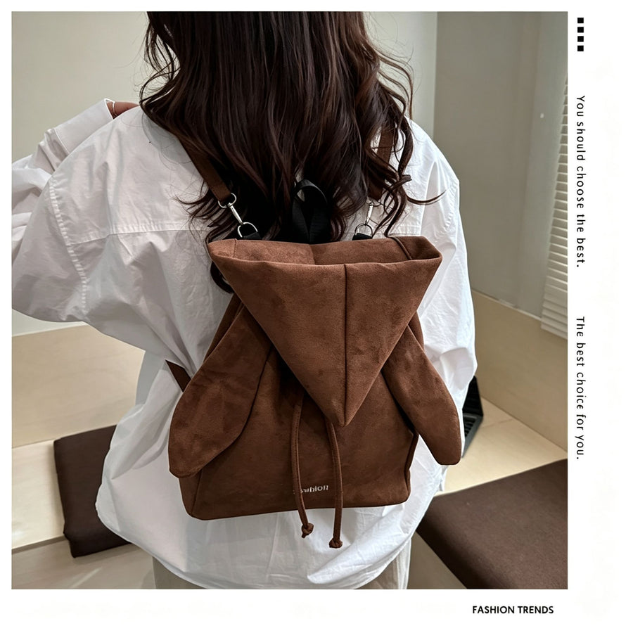Minimalist Angel Wings Hood‑Style Backpack | Halloween Travel Accessory | Unique Drawstring Shoulder Bag Brown