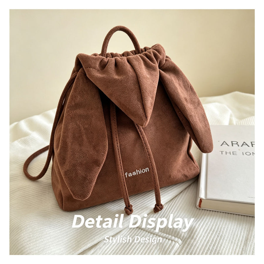 Minimalist Angel Wings Hood‑Style Backpack | Halloween Travel Accessory | Unique Drawstring Shoulder Bag Brown