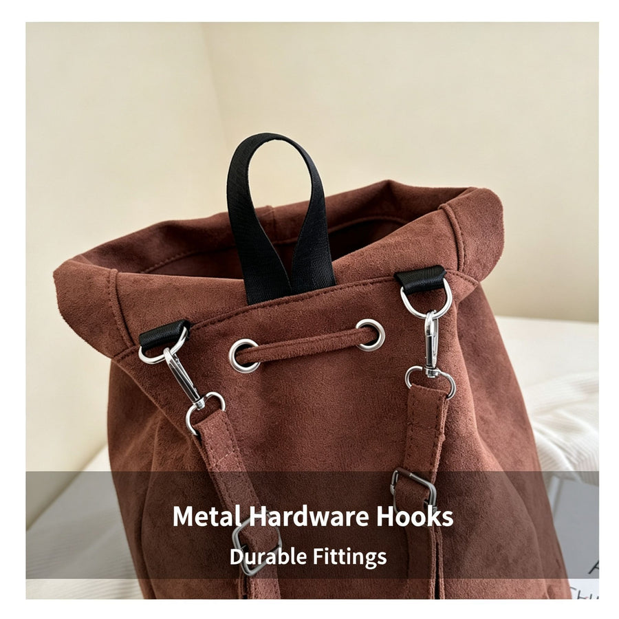 Minimalist Angel Wings Hood‑Style Backpack | Halloween Travel Accessory | Unique Drawstring Shoulder Bag Brown