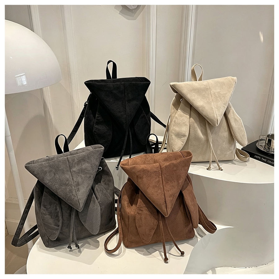 Minimalist Angel Wings Hood‑Style Backpack | Halloween Travel Accessory | Unique Drawstring Shoulder Bag Brown