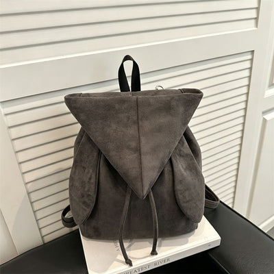 Stylish Angel Wings Drawstring Shoulder Bag | Holiday Matching Gift | Simple Niche Hooded Backpack Grey