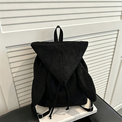 Unique Angel Wings Hood Drawstring Backpack | Christmas Outdoor Present | Minimalist High‑Look Shoulder Bag Black