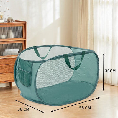 Green Horizontal Laundry Hamper 2 PCS, Christmas Practical Gift, Collapsible Storage Basket for Dirty Clothes