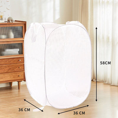 White Vertical Laundry Hamper 2 PCS, Halloween Practical Home Gift, Foldable Laundry Bin for Toys & Clothes