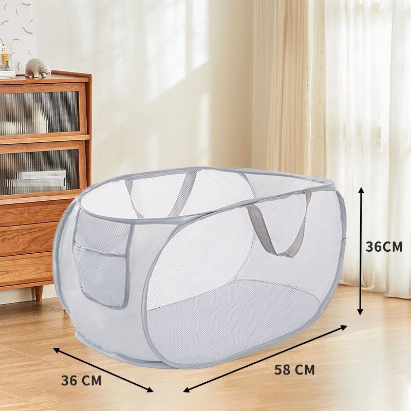 Grey Horizontal Laundry Hamper 2 PCS, Christmas Closet Storage Gift, Collapsible Laundry Basket