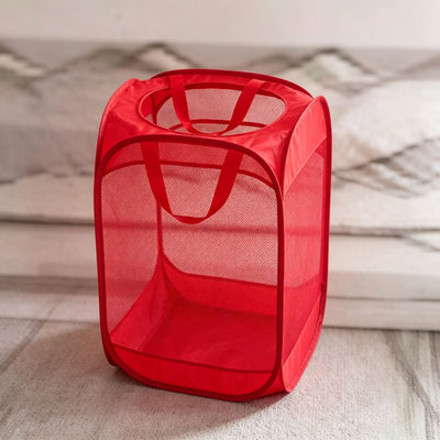 Round‑Mouth Red Vertical Laundry Hamper 2 PCS, Halloween Home Decor Gift, Foldable Laundry Basket