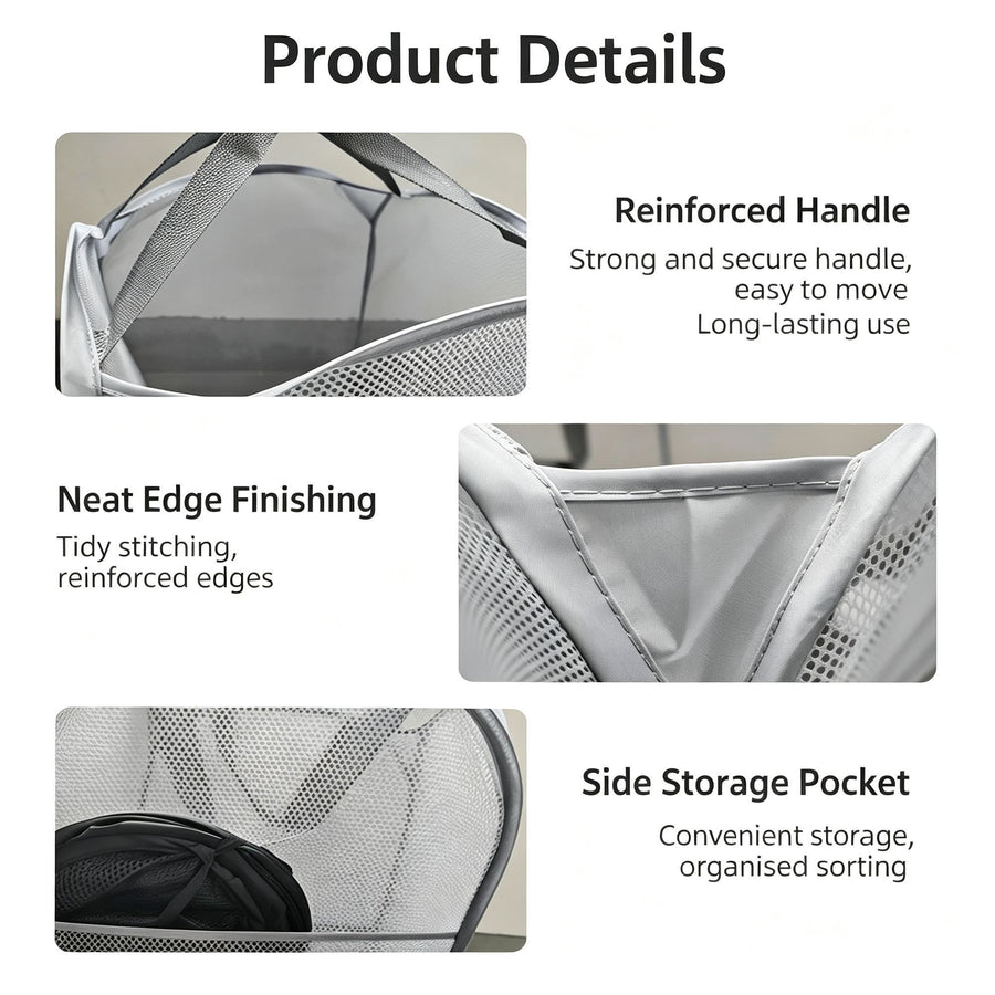 White 3‑Compartment Horizontal Laundry Hamper 2 PCS, Halloween Bedroom Organizer Gift