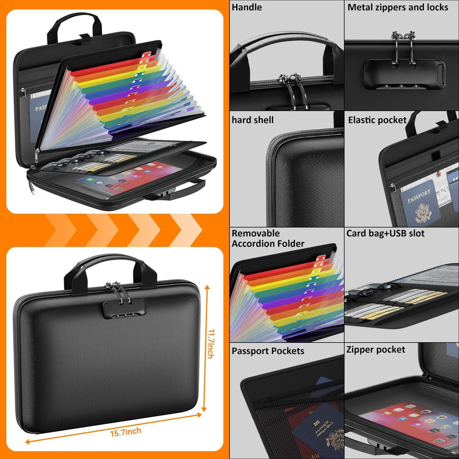EVA Blue Fireproof Color Expanding File Folder A4 Portable Handheld Document Bag, Halloween Document Storage Supply, 38x28x9