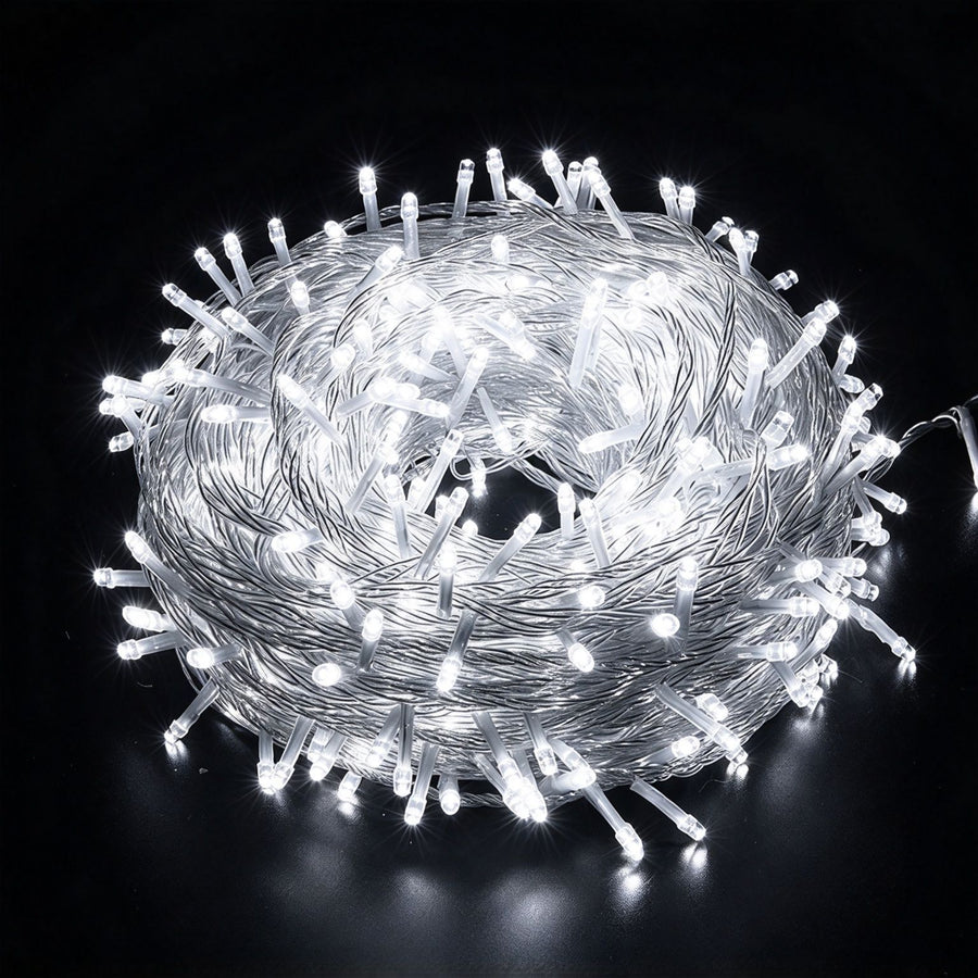 Plug‑in LED Twinkling Star Fairy String Lights, Cool Pure White Glow For Modern‑Style Outdoor Camping Tree Decoration, Christmas Courtyard Ornament, 10M 100Leds Cool White