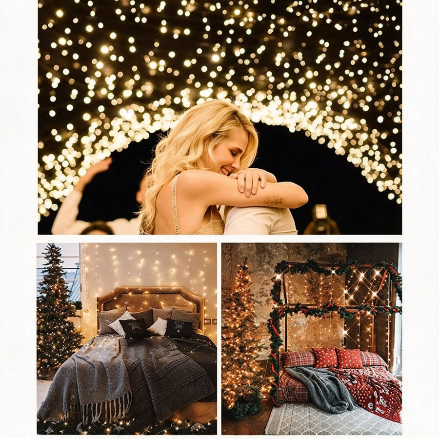 Plug‑in LED Twinkling Star Fairy String Lights, Cool Pure White Glow For Modern‑Style Outdoor Camping Tree Decoration, Christmas Courtyard Ornament, 10M 100Leds Cool White