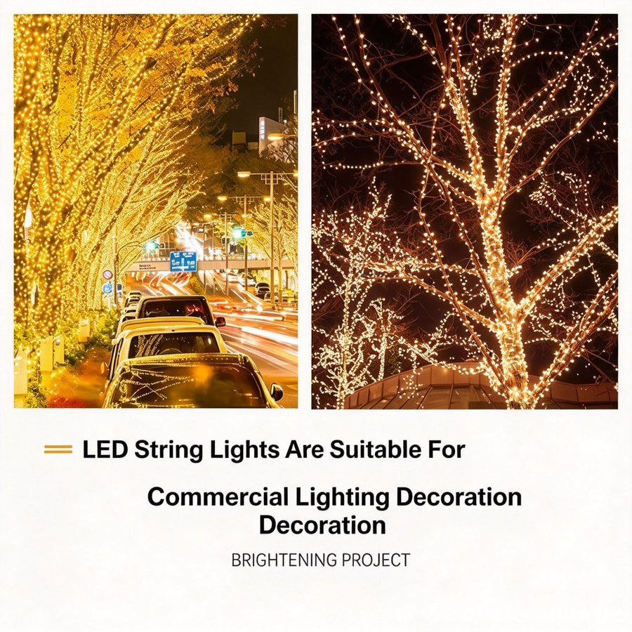 Dense Bead Cool‑White LED Fairy String Lights Plug‑in, Uniform Bright Illumination For Outdoor Celebration, Holiday Large‑Scene Decor Lamp, 100M 1000Leds Cool White
