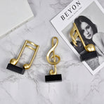 Handmade Resin Musical Note Statue, Golden Tone Desktop Ornament, Ideal Holiday Gift for Music Lovers
