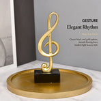 Handmade Resin Musical Note Statue, Golden Tone Desktop Ornament, Ideal Holiday Gift for Music Lovers