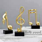 Handmade Resin Musical Note Statue, Golden Tone Desktop Ornament, Ideal Holiday Gift for Music Lovers