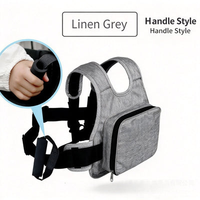E‑Bike Motorcycle Cycling Safety Harness With Handle Grey Storage Bag, Anti‑Fall Fixed Binding Strap Usable Front And Rear, Halloween Travel Riding Secure Gadget