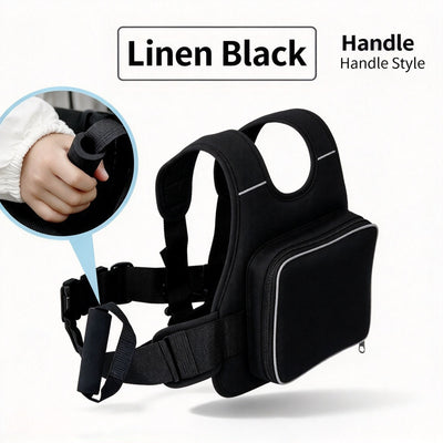 Bike Motorbike Universal Anti‑Fall Safety Harness With Handle Black Storage Bag, Front Rear Usable Cycling Fixing Binding Belt, Christmas Travel Riding Protection Gadget