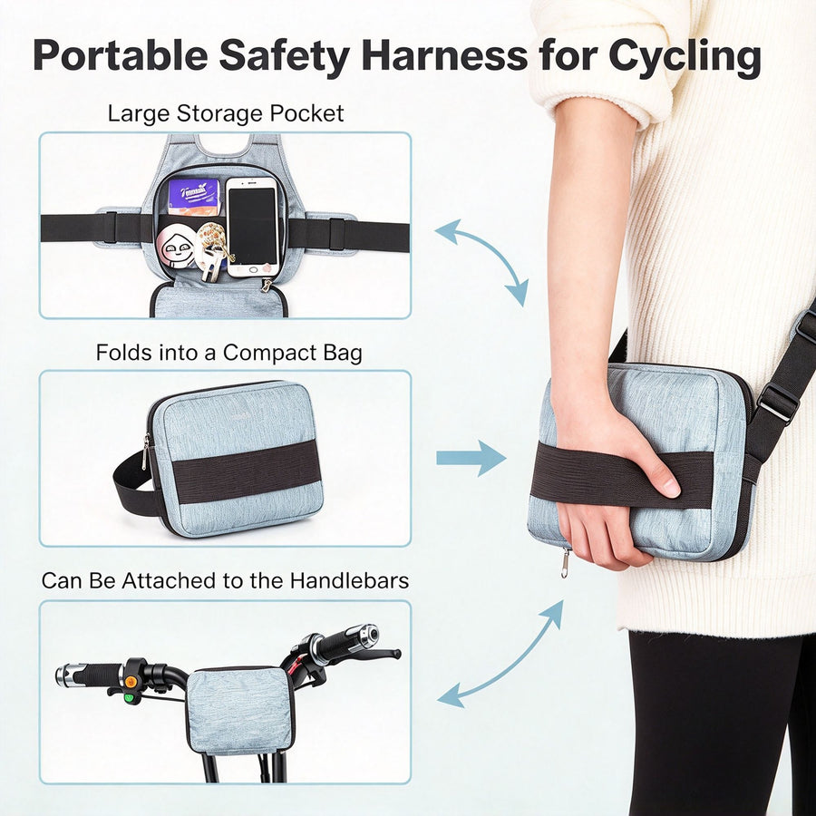 E‑Bike Motorbike Cycling Anti‑Drop Safety Fixing Harness Black Storage Bag, Universal Front Rear Use Binding Strap, Holiday Outdoor Riding Secure Protective Gear