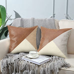 Linen Grey Mixed Leather Splicing Pillow Covers 4Pcs 45x45cm Sofa Car Cushion Shell Halloween Christmas Home Decor Accessory