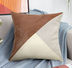 Linen Grey Mixed Leather Splicing Pillow Covers 4Pcs 45x45cm Sofa Car Cushion Shell Halloween Christmas Home Decor Accessory