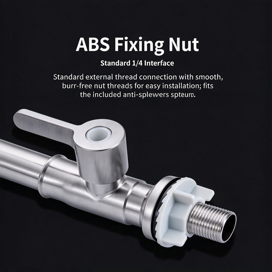 304 Stainless Steel Single Cold 7‑Shape Kitchen Tap Without Inlet Pipe Ball Bead Rotation Sink Faucet for Washing Basin Home Renovation Supply