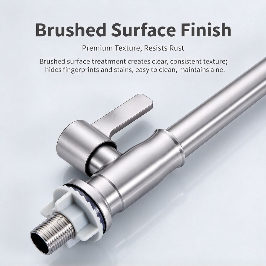 304 Stainless Steel Single Cold 7‑Shape Kitchen Tap Without Inlet Pipe Ball Bead Rotation Sink Faucet for Washing Basin Home Renovation Supply