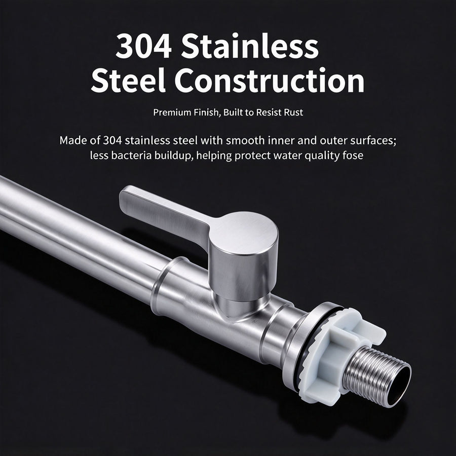 304 Stainless Steel Single Cold 7‑Shape Kitchen Tap Without Inlet Pipe Ball Bead Rotation Sink Faucet for Washing Basin Home Renovation Supply