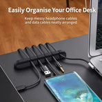 Black 5‑Hole Cable Holder Clips 3Pcs Desktop Data Charging Cord Management Fixer, Tidy Desk Storage Organizer Practical Xmas Gift For Home User