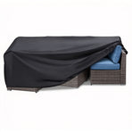 210D Black PU Coated Rectangular Patio Cover 300x250x90cm, Windproof Anti-Fading Outdoor Table Protector, Durable Garden Furniture Shield, Christmas Halloween Gift