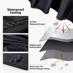 210D Black PU Coated Rectangular Patio Cover 300x250x90cm, Windproof Anti-Fading Outdoor Table Protector, Durable Garden Furniture Shield, Christmas Halloween Gift
