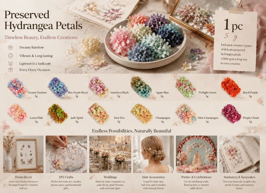 Agate Blue & Warm Mixed Shade Preserved Hydrangea DIY Craft Dried Flower Pack of 2 Boxes