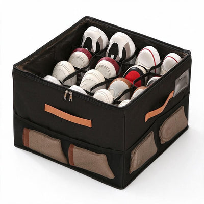 16-Grid Shoe Rack Insert 43x43x31cm Black Wardrobe Closet Organiser Zippered Dust-Free Non-Woven Sock Storage 1pc Home