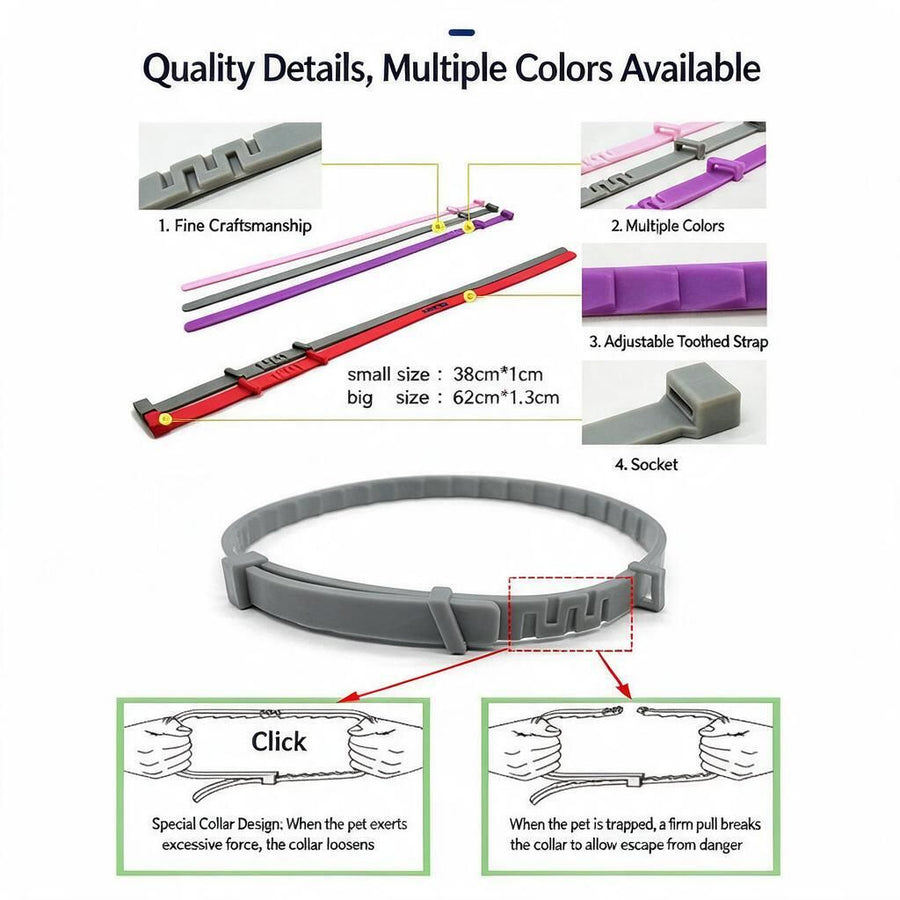 Kitty Parasite Control Band with Grey Buckle 38cm Tin Case Repels Fleas Ticks Mosquitoes Larvae 8 Months Allergen-Free Everyday