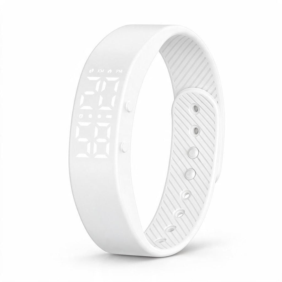 Unisex Digital Wristband Watch C3 PLUS White 3 Alarms Time Date Display Calorie Counter 3D Pedometer USB Plug In Silicone Strap Gift