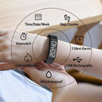 Unisex Digital Wristband Watch C3 PLUS White 3 Alarms Time Date Display Calorie Counter 3D Pedometer USB Plug In Silicone Strap Gift