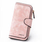 Pink Faux Leather Long Purse for Women Snap Fastening Flap Clutch Zip Coin Compartment Large Capacity Halloween Gift 1pc