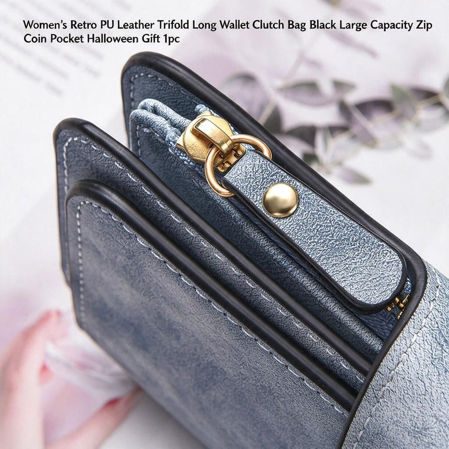 Pink Faux Leather Long Purse for Women Snap Fastening Flap Clutch Zip Coin Compartment Large Capacity Halloween Gift 1pc