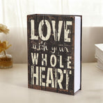 Metal Book-Shaped Cash Keeper 24cm Medium Love With Your Whole Heart Cover 3-Number Combination Lock 15.5cm Wide Halloween Gift 1pc