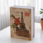 Eiffel Tower Paris Print Combination Lock Book Cash Box 24cm Medium Discreet Savings Safe Vintage French Postcard Design Home 1pc