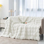 Halloween Gift Faux Rabbit Fur Bubble Blanket 200x230cm Flannel Coral Fleece Bedspread for Cosy Couch Beige White