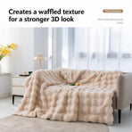 Wavy Plush Bed Throw 100x160cm Charcoal Grey - Faux Rabbit Fur Front with Coral Fleece Backing for Cosy Evenings Indoors