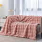 Chunky Tufted Cuddle Throw Cherry Blossom Pink 160x200cm - Faux Rabbit Fur Top with Fleece Reverse for Family Couch Time & Halloween