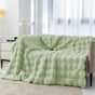 Oversized 120x200cm Fuzzy Throw in Matcha Green - Bunny Fur Face & Coral Fleece Reverse Couch Blanket for Double Bed Halloween Snuggles