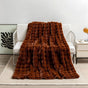 Two-Tone Tufted Bunny Fur Blanket 180x200cm Deep Coffee Brown - Reversible Fleece Throw Keeps Sofa & Bed Snug This Spring