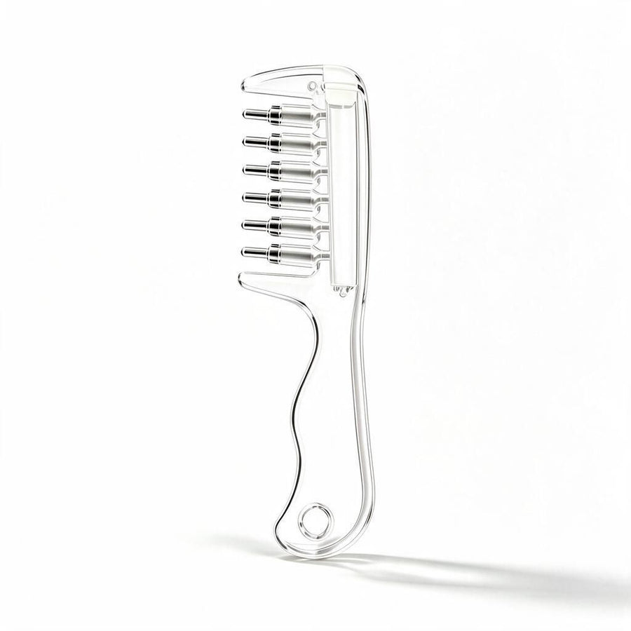 16cm Clear W-Shape 6-Tooth Scalp Massager Comb Roller Ball Oil Applicator Portable Hair Care Tool Boxed Home Spa Gift